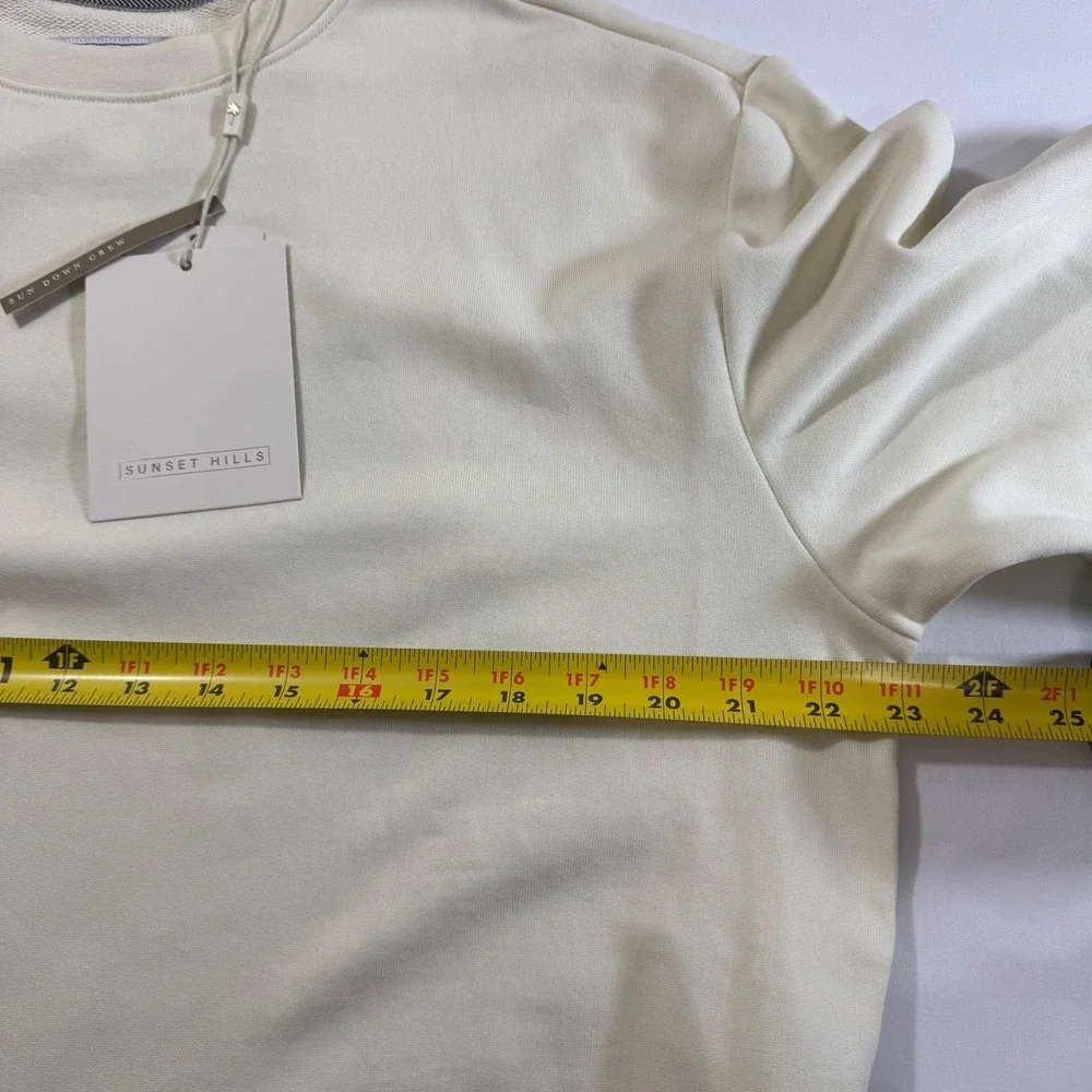 New Sunset Hills Men's Crew Neck Cream Sweatshirt Long Sleeve Casual‎ Top Size L